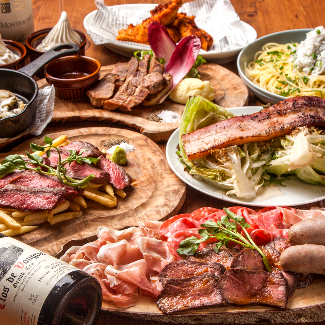 WINEHALL GLAMOUR MEAT&WINE WINEHALL GLAMOUR 池袋 [曜日限定] [3時間飲み放題] 国産牛と熟成豚を食比べ♪プレミアムコース★9品｜DD