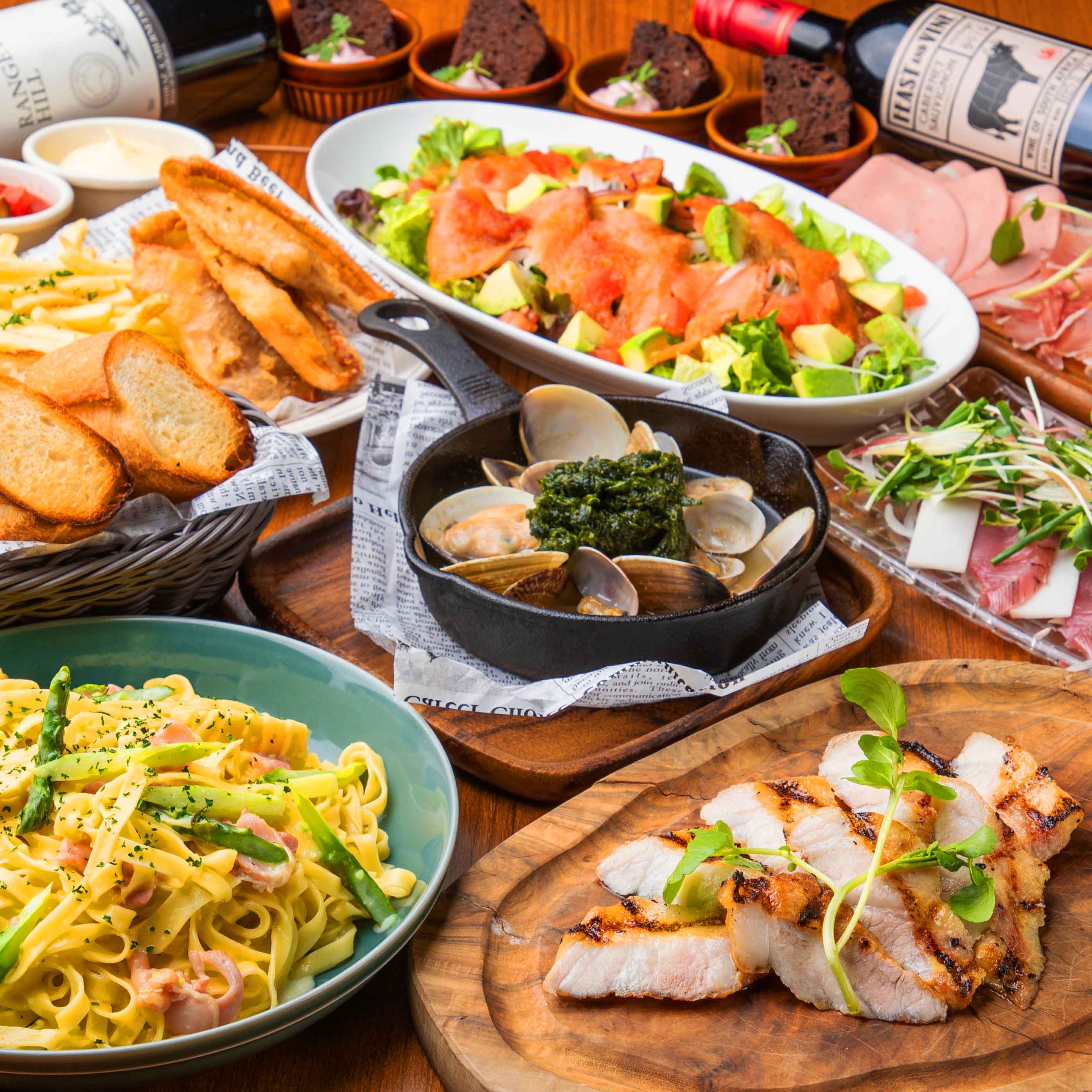 Winehall Glamour Meat Amp Wine Winehall Glamour 新橋 曜日限定 3時間飲み放題 メインが選べる パーティーコース 9品 公式ネット予約 Ddホールディングス店舗総合情報サイト